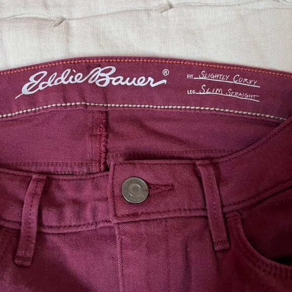 Eddie Bauer Slightly Curvy Slim Straight plum jeans size Tall 6 - Picture 3 of 7
